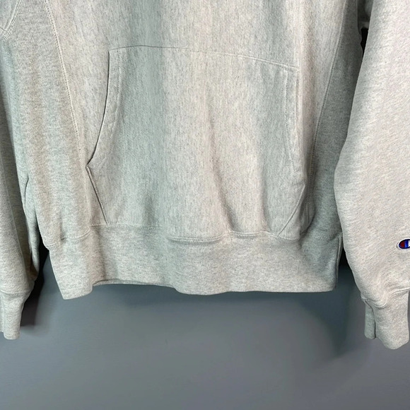 CHAMPION Reverse Weave Hoodie Light Grey Baggy Oversized Ribbed Sides Pocket Sm - Picture 5 of 12